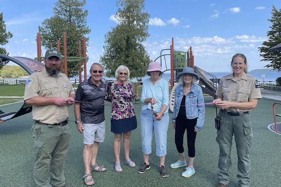 Ribbon Cutting with Friends Board & Park Staff at New Nicolet Beach Playground